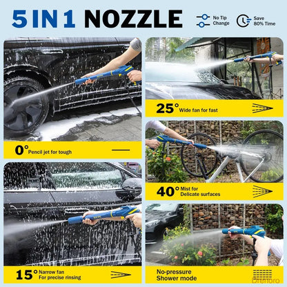 5-in-1 Pressure Washer Gun with Foam Cannon & 5 Spray Nozzles