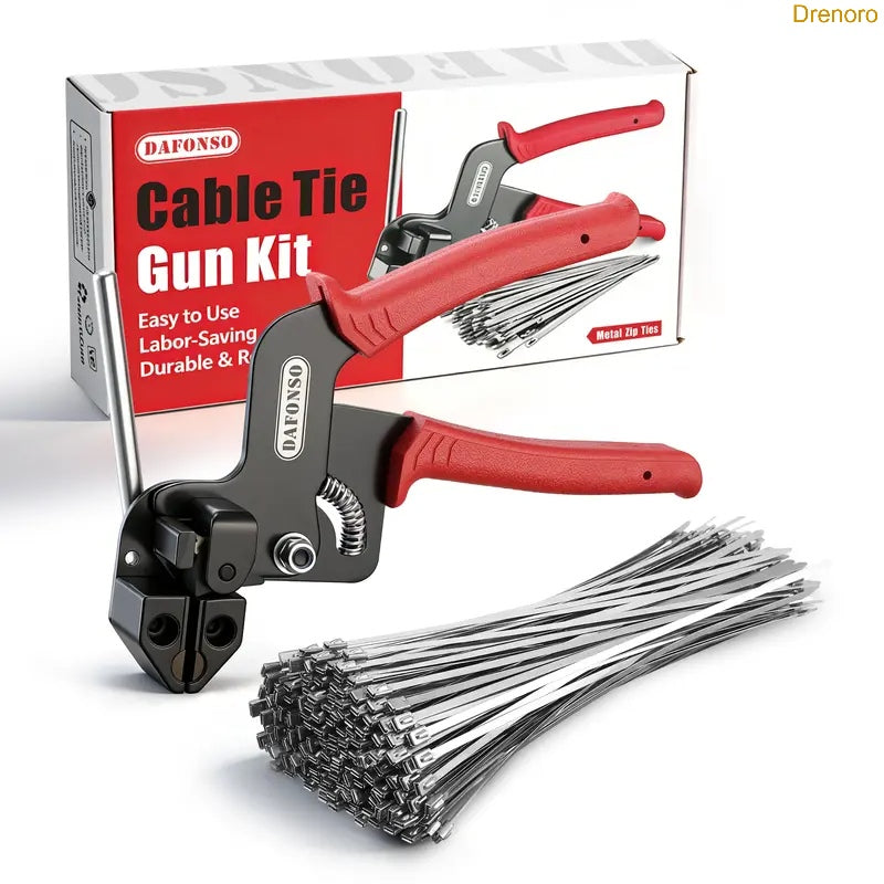 100PCS Stainless Steel Zip Ties & Tensioning Gun Kit – Heavy Duty 200LB Strength