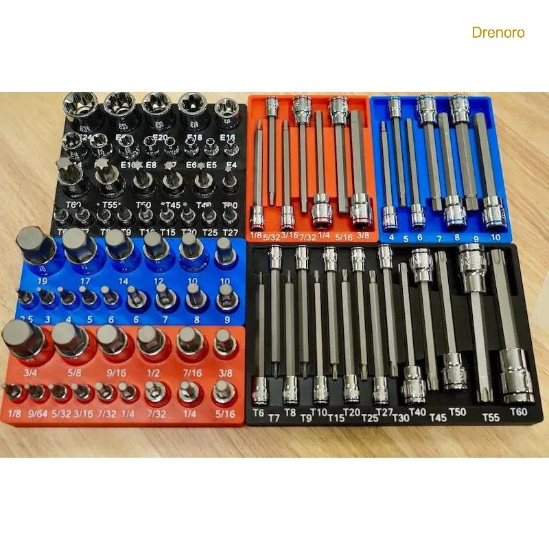 87-Piece Bit Socket Organizer Tray – Compatible with Harbor Freight Set